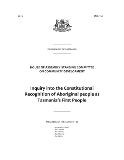 Inquiry into the Constitutional Recognition of Aboriginal people as