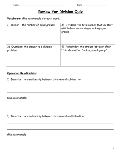 Review for Division Quiz