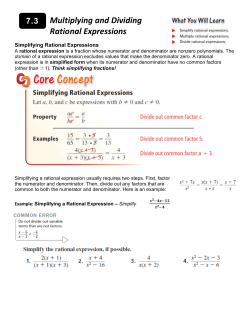7.3 Multiplying and Dividing Rational Expressions