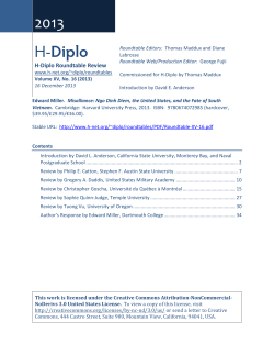 H-Diplo Roundtable, Vol. XV, No. 16 (2013)