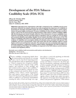 Development of the FDA Tobacco Credibility