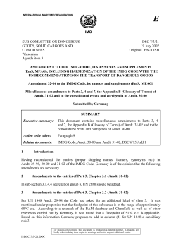 IMO SUB-COMMITTEE ON DANGEROUS GOODS, SOLID