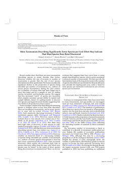 Points of View More Taxonomists Describing