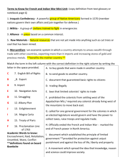 Terms to Know for French and Indian War Mini