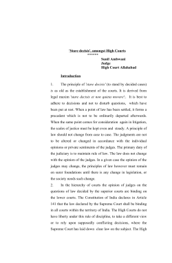 Stare decisis, amongst High Courts