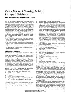 On the Nature of Counting Activity: Perceptual Unit Items