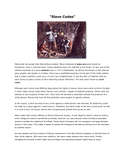 Slave Codes - The Syracuse City School District