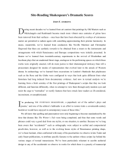 Site-Reading Shakespeare`s Dramatic Scores