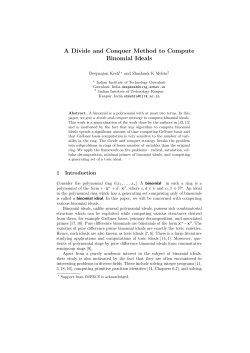 A Divide and Conquer Method to Compute Binomial Ideals - CSE-IITK