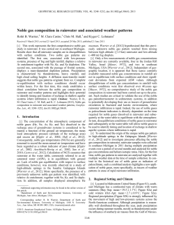 Noble gas composition in rainwater and associated weather patterns