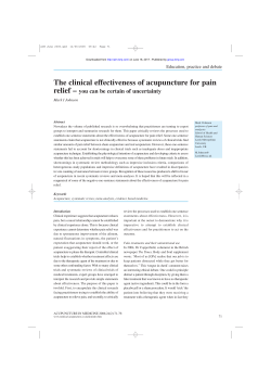 The clinical effectiveness of acupuncture for pain relief