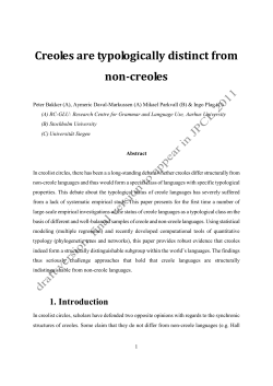 Creoles are typologically distinct from non