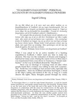 SVALBARD`S DAUGHTERS - Septentrio Academic Publishing