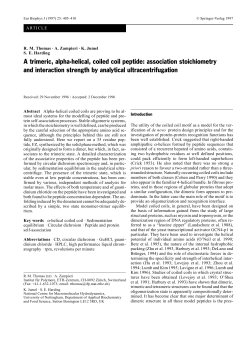A trimeric, alpha-helical, coiled coil peptide