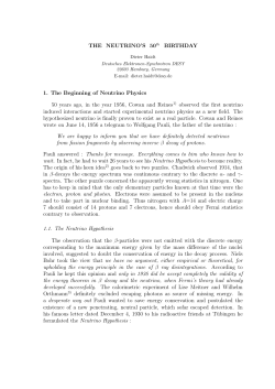 THE NEUTRINO`S 50th BIRTHDAY