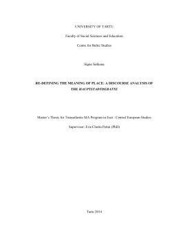 UNIVERSITY OF TARTU Faculty of Social Sciences and Education