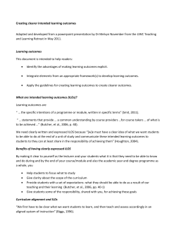 Creating clearer intended learning outcomes Adapted and