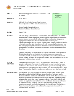 Enrollment/Support of Homeless Children and Youth in Schools