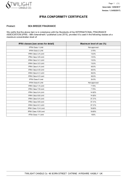 Sea Breeze IFRA conformity certificate