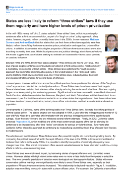 States are less likely to reform &ldquo;three strikes&rdquo; laws if they use them