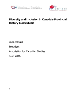Diversity in Canada in History Curriculum by Province