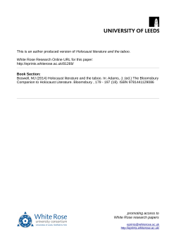 Holocaust literature and the taboo