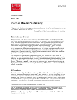 Note on Brand Positioning - About the Institute for Brands and Brand