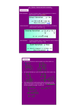 Direct Variation: y = kx Inverse Variation: y = k or y = k 1 x     x Joint