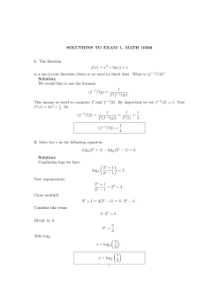 SOLUTIONS TO EXAM 1, MATH 10560 1. The function f(x) = x3 + ln