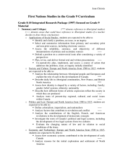 First Nations Studies in the Grade 9 Curriculum