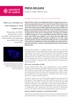 PRESS RELEASE - Universit&eacute; de Gen&egrave;ve