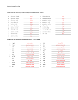 Nomenclature - Worksheet Answers