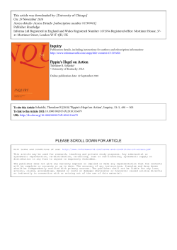 Inquiry Pippin`s Hegel on Action - UChicago Philosophy