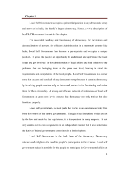 Chapter 1 Local Self Government occupies a primordial position in