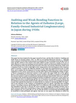 Auditing and Weak Bonding Function in Relation to the Agents of