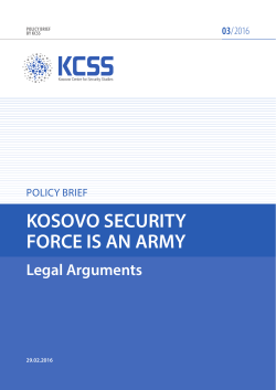 Kosovo Security Force is an Army - Legal Arguments