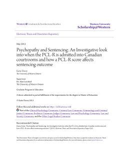 Psychopathy and Sentencing: An Investigative look into when the
