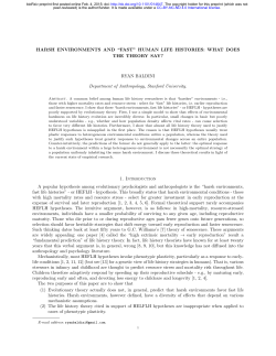 HARSH ENVIRONMENTS AND &ldquo;FAST&rdquo; HUMAN LIFE