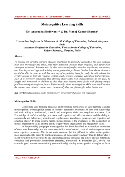 Metacognitive Learning Skills