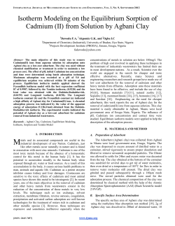 Isotherm Modeling on the Equilibrium Sorption of Cadmium (II) from