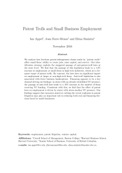 Patent Trolls and Small Business Employment