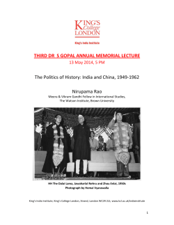 The Politics of History: India and China, 1949-1962