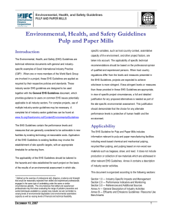 Environmental, Health, and Safety Guidelines Pulp and Paper