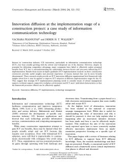Innovation diffusion at the implementation stage of a construction