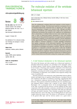 The molecular evolution of the vertebrate behavioural repertoire