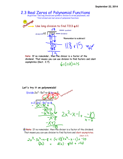 2.3 Real Zeros of Polynomial Functions