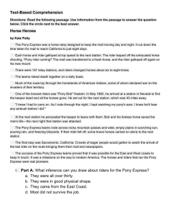 TextBased Comprehension Horse Heroes 1. Part A: What inference