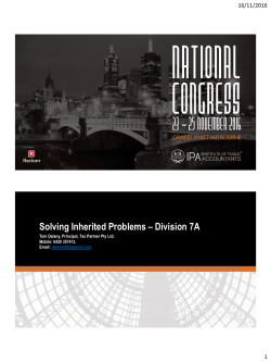 Solving Inherited Problems &ndash; Division 7A