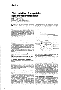 Diet, nutrition for cyclists: some facts and fallacies