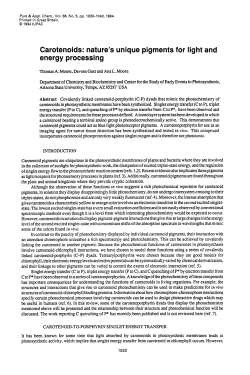 Carotenoids: nature`s unique pigments for light and energy processing